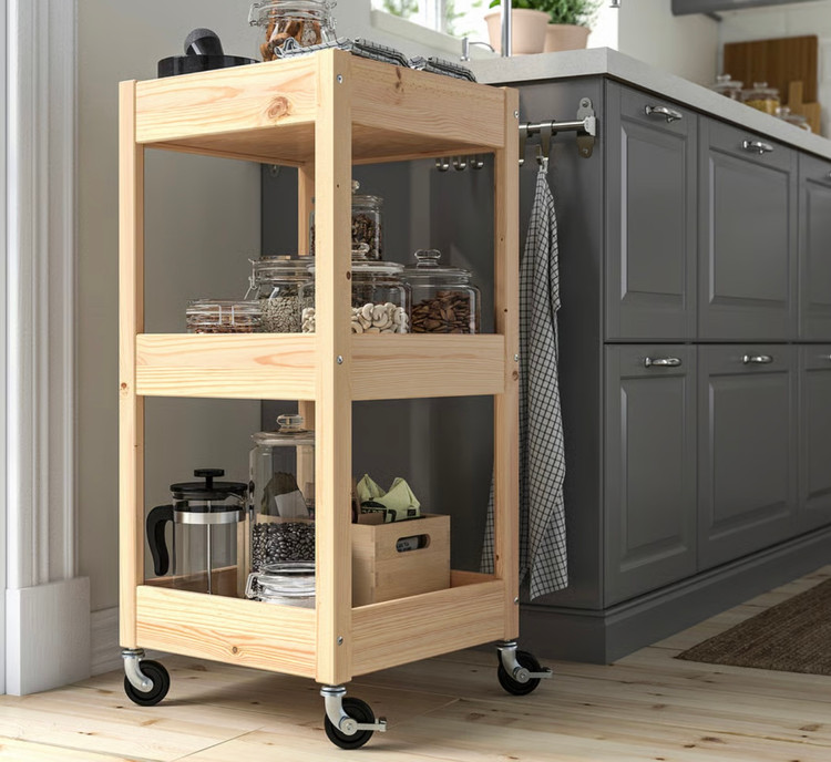 ترولی ایکیا جنس کاج مدلLOSHULT Trolley, pine, 38x38x82 cm