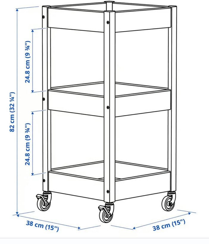 ترولی ایکیا جنس کاج مدلLOSHULT Trolley, pine, 38x38x82 cm